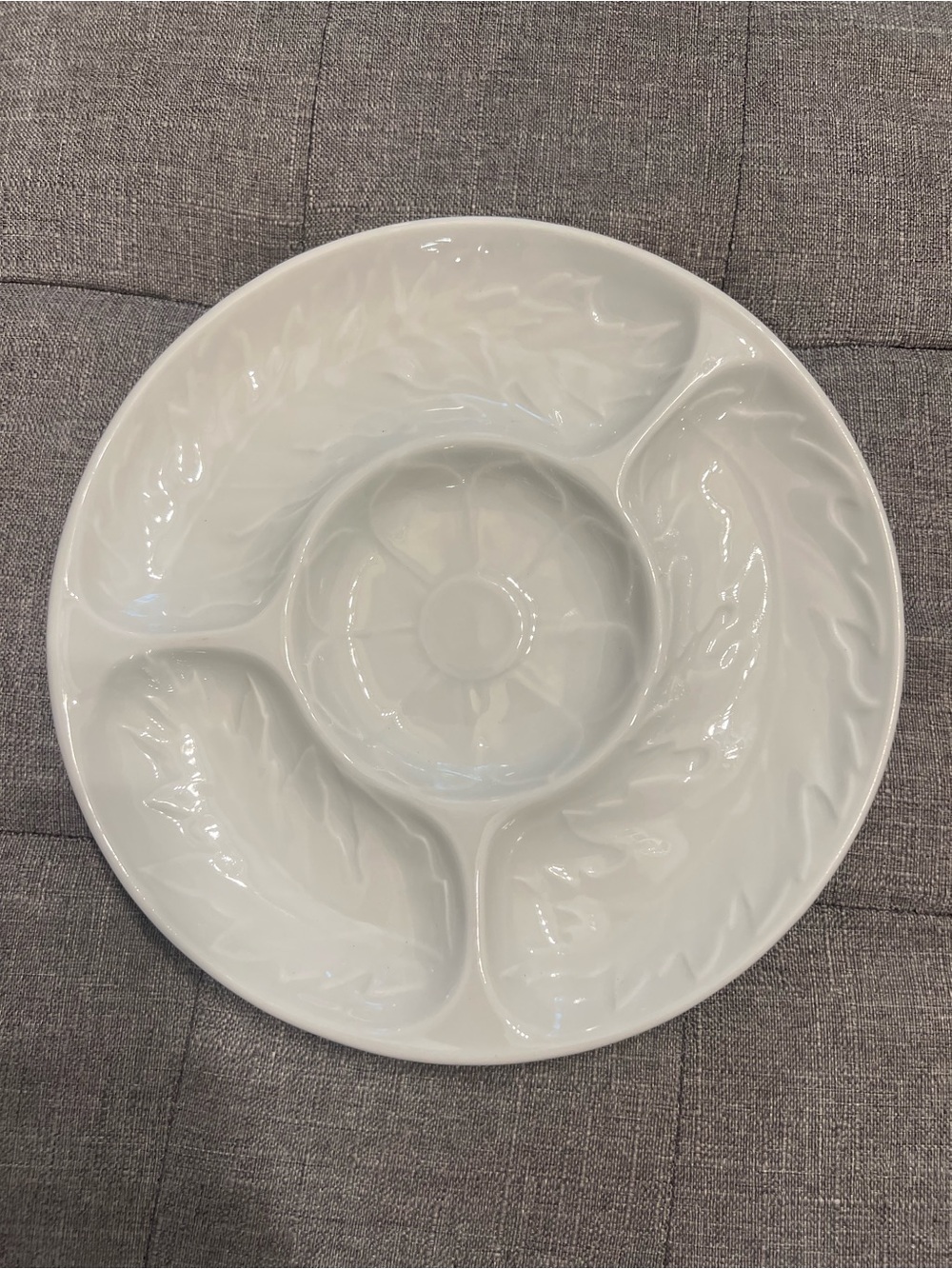 Apilco French vintage white ceramic hors d’oeuvres/serving plate
